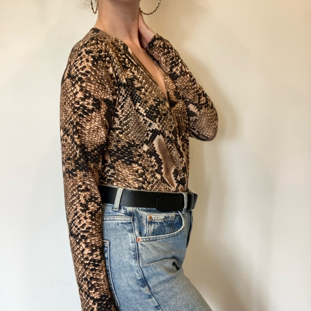 Vintage Snake Print Bodysuit Made in Italy in size medium